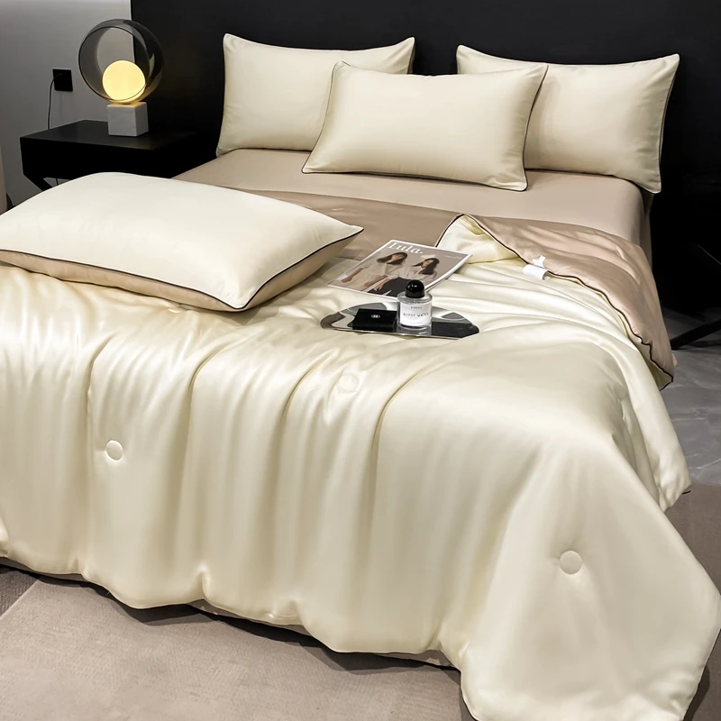 【100%兰精天丝】-新款纯色简约极简轻奢凉感丝滑天丝夏被套件