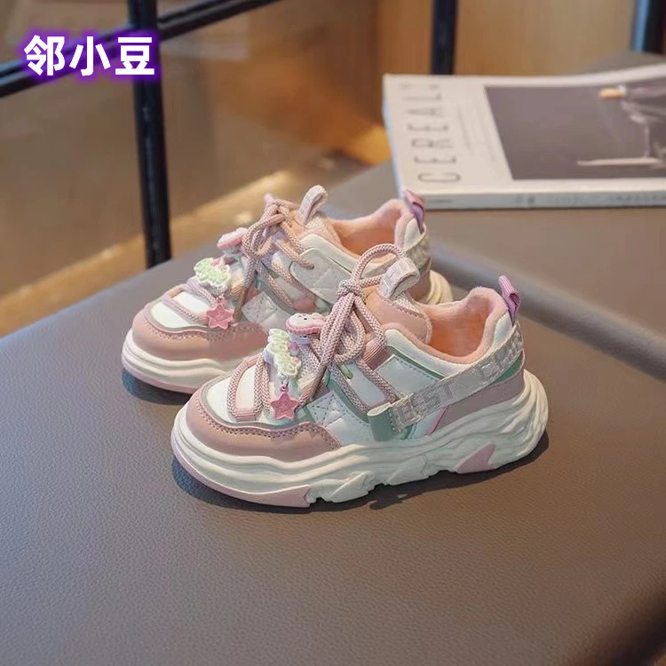 【邻小豆】2022春秋冬季新款儿童加绒运动鞋单鞋老爹鞋23-26码
