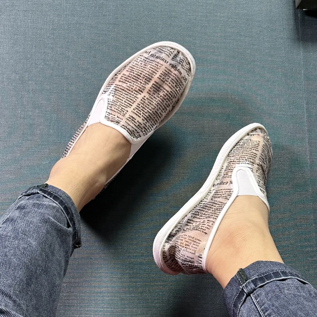 新款老北京布鞋时尚百搭透气帆布鞋男鞋一脚蹬防滑低跟软底男单鞋