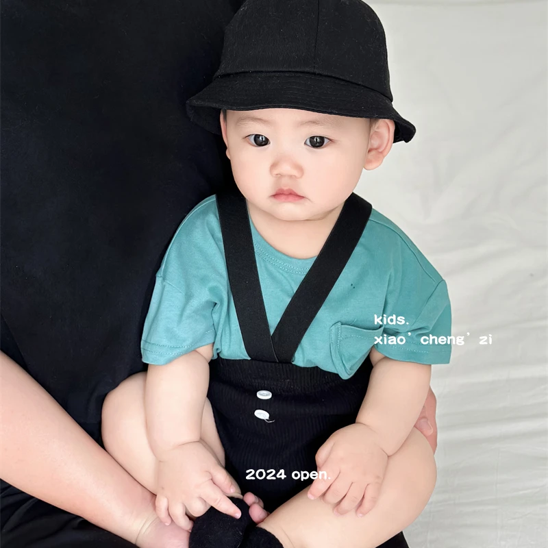 T23X99婴幼儿宝宝连体衣背带男宝女宝包屁衣薄款洋气韩版网红纯色