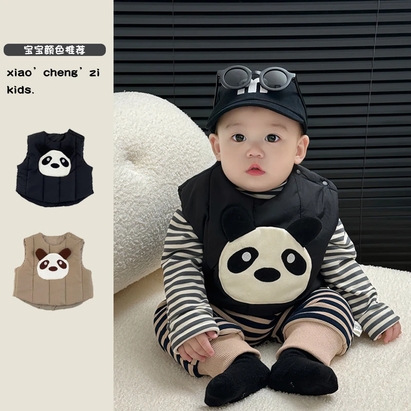T24D76秋冬季男童马甲小宝宝韩版卡通保暖背心婴儿外穿加厚衣服潮