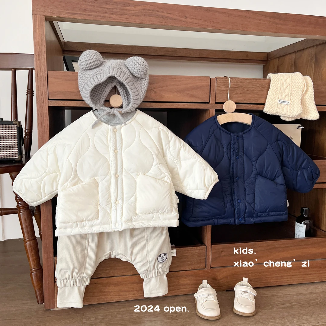 T24D67儿童纯色棉服外套男童女童保暖韩版冬季宝宝洋气休闲小童