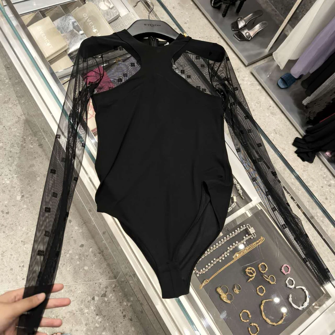 Givenchy/纪梵希女士连体衣网纱打底衫黑色