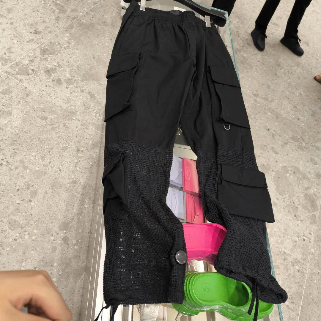 Givenchy/纪梵希男士休闲裤工装网格拼接黑色