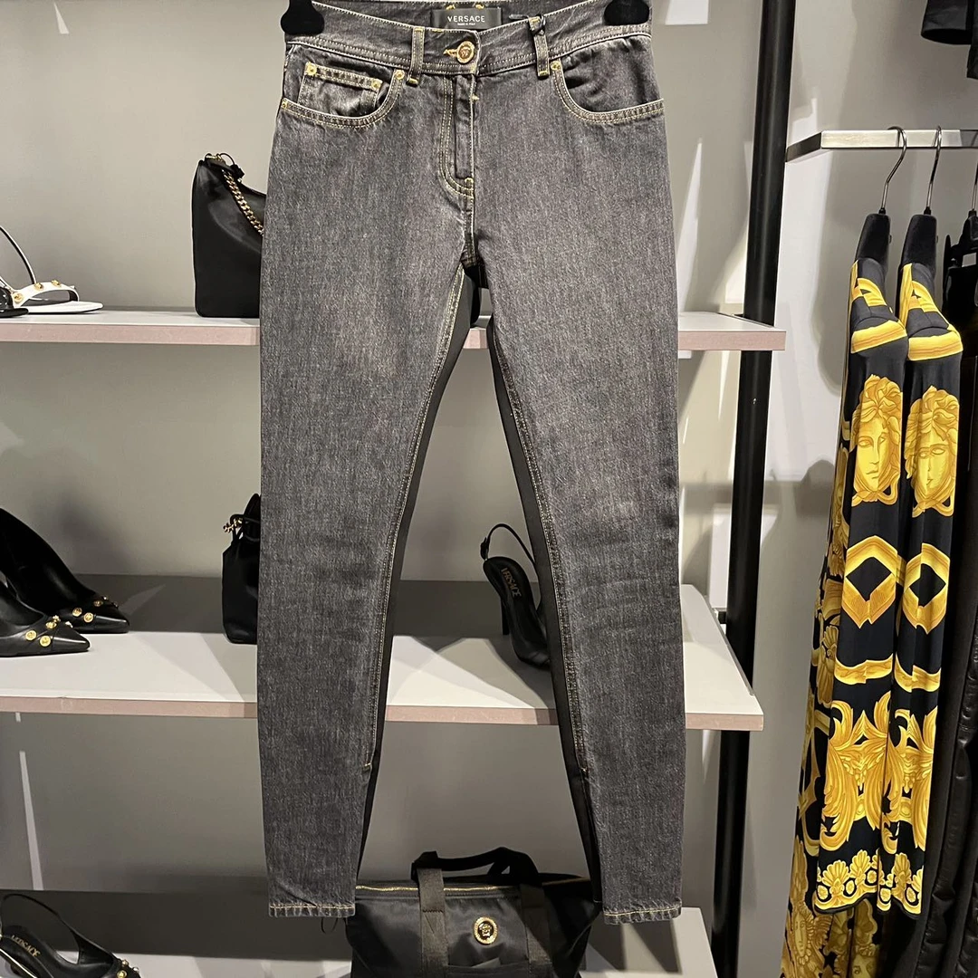 Versace/范思哲女士时尚拼接水洗牛仔裤