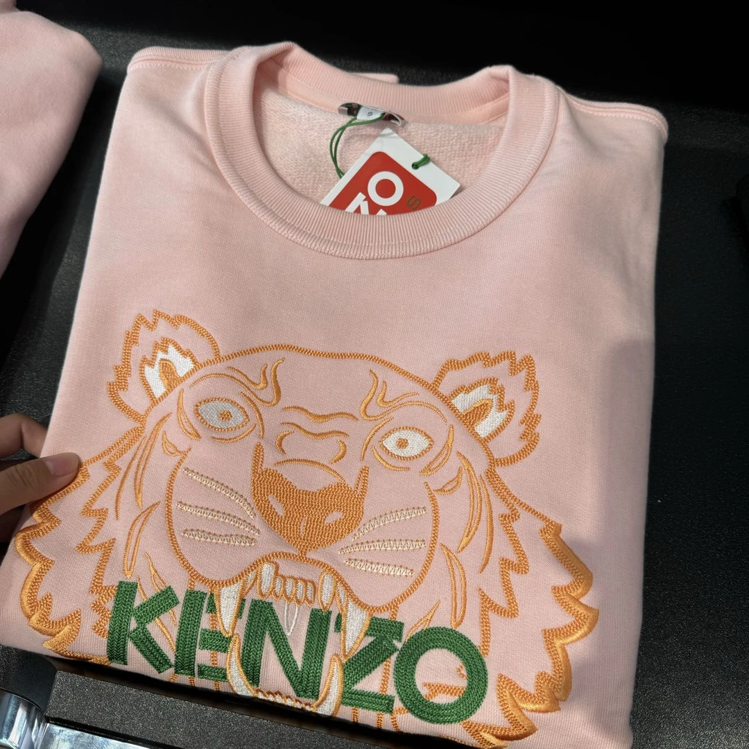 KENZO/肯佐女士虎头刺绣休闲百搭圆领卫衣粉色