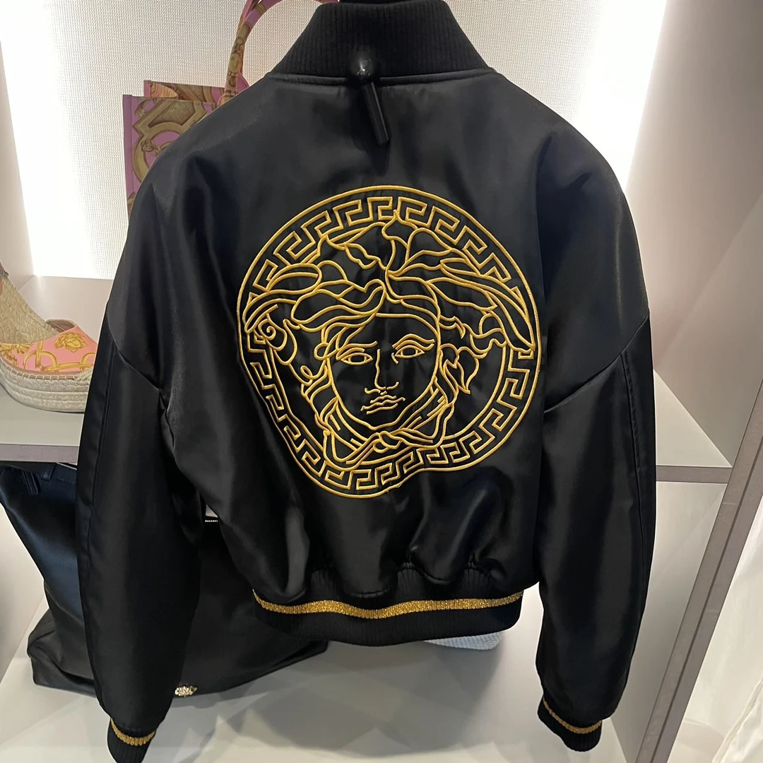 未使用 VERSACE/范思哲 女士美杜莎刺绣棒球服外套黑色