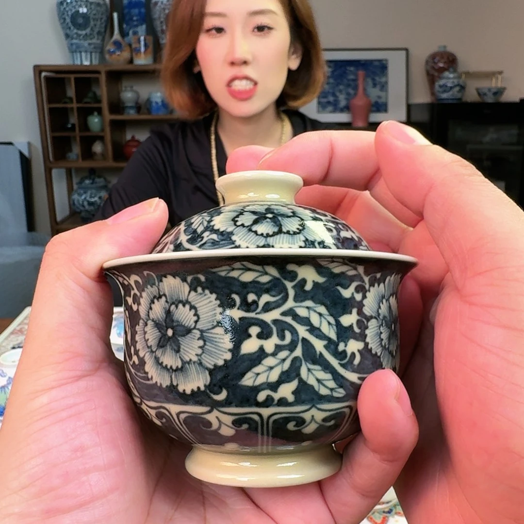 杯重工，花卉，盖碗