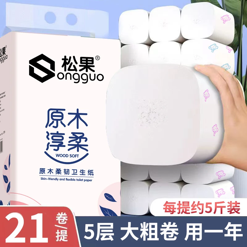 家用卷纸干湿两用卫生纸5斤21卷卡通印花厕纸大卷实惠装卷筒纸