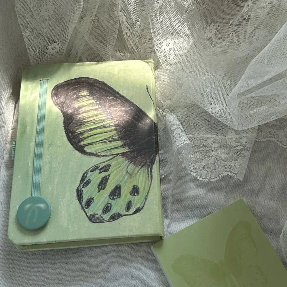 小红书同款复古绿色蝴蝶本A5A6高颜值ins风空白内页日程手账&笔记