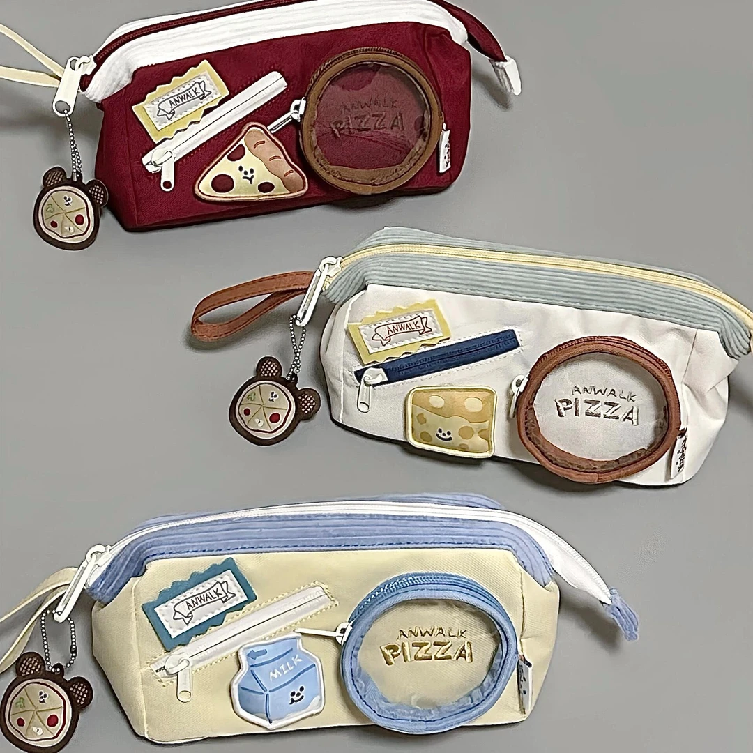 小红书同款食物撞色拼接笔袋高颜值大容量初中学生痛包文具铅笔盒