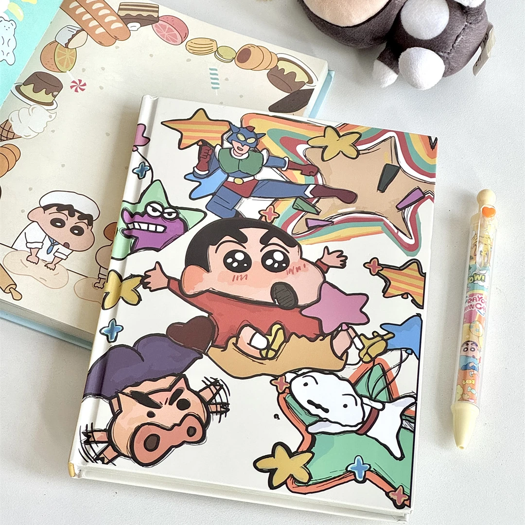 可爱蜡笔小新A5硬壳笔记本涂鸦风彩页加厚手账本学生记事本日记本