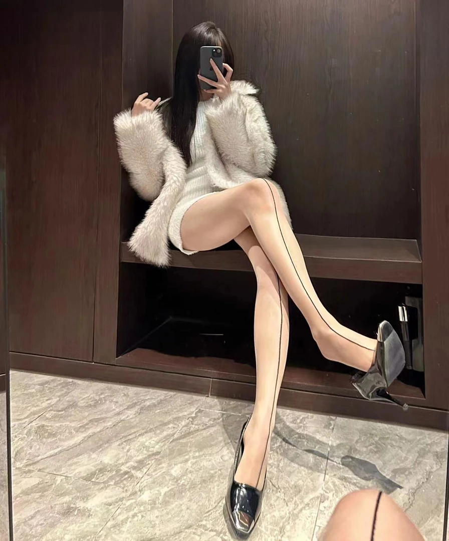 极光后线高腰油亮无腰边性感丝袜高密丝滑油光连裤袜诱惑高光袜