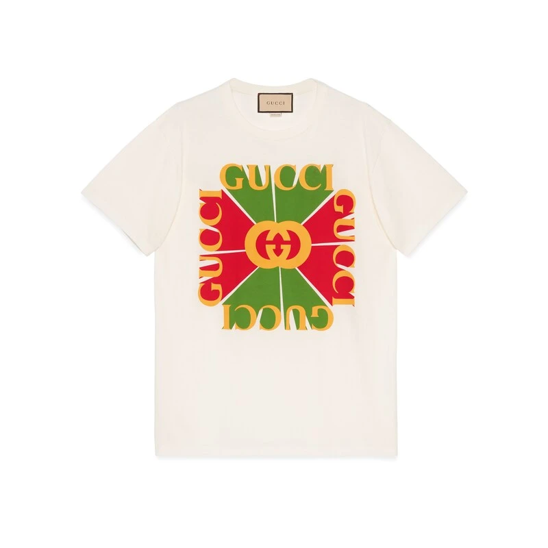全新未使用 GUCCI/古驰 魔方/国现/Gucci复古标识印花棉T恤 27206