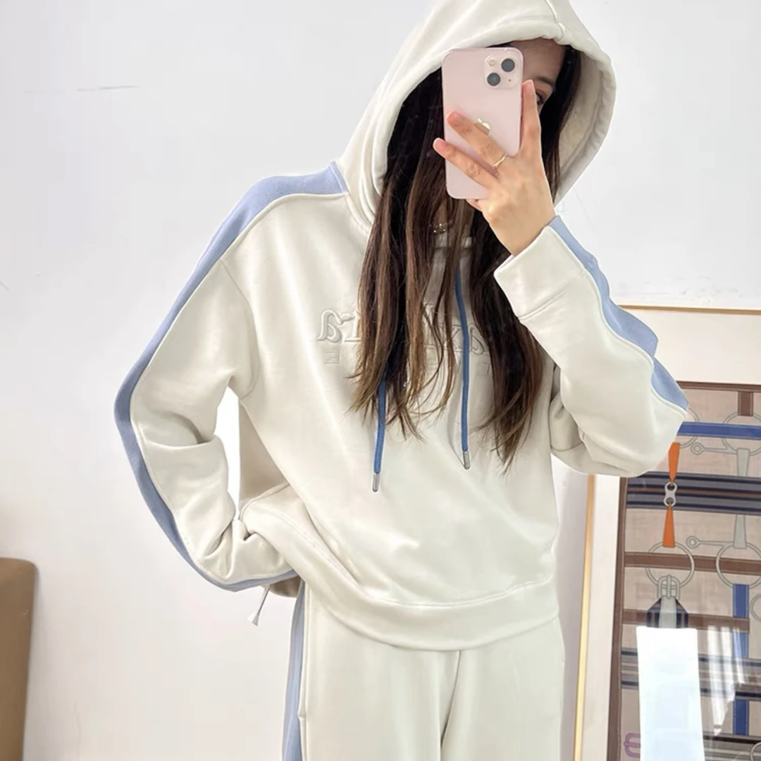 未使用 MaxMara MaxMara/专柜/拼色连帽抽绳卫衣