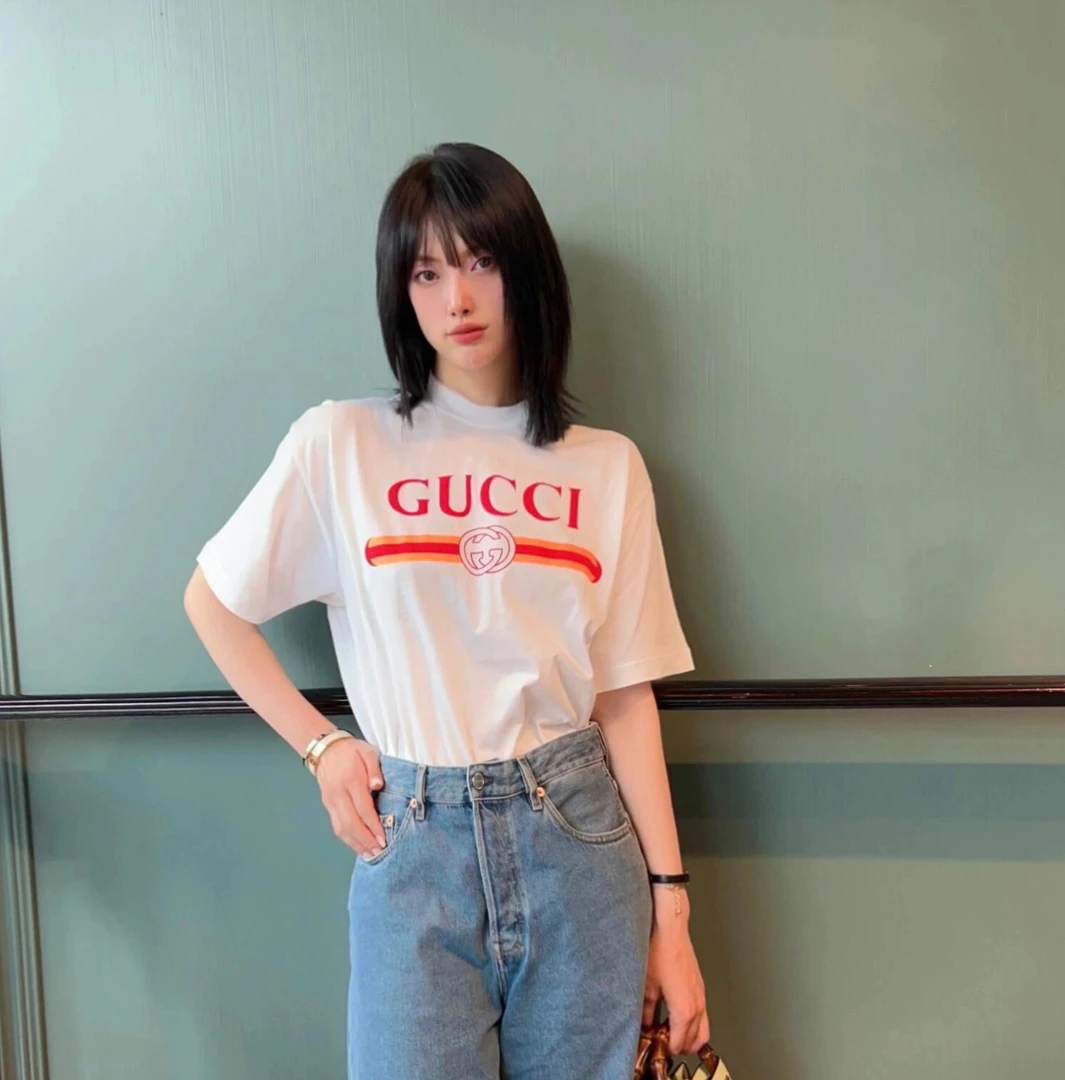 全新未使用 GUCCI/古驰 【24新款】 GG腰带logo印花短袖T恤