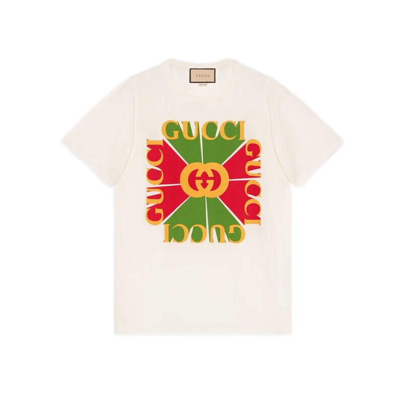 全新未使用 GUCCI/古驰 【国现浮力】女款米白色棉质T恤/717422