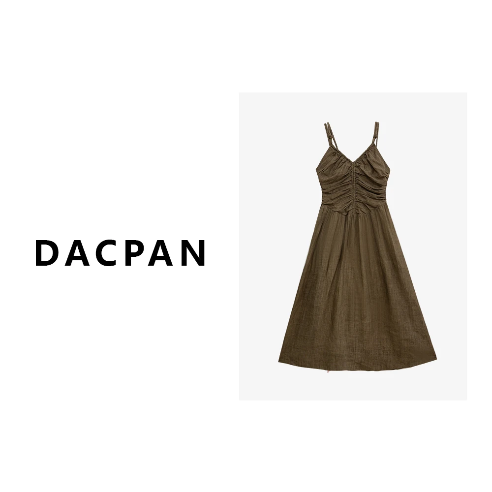 23031901【沙漠玫瑰】褶皱细带连衣裙