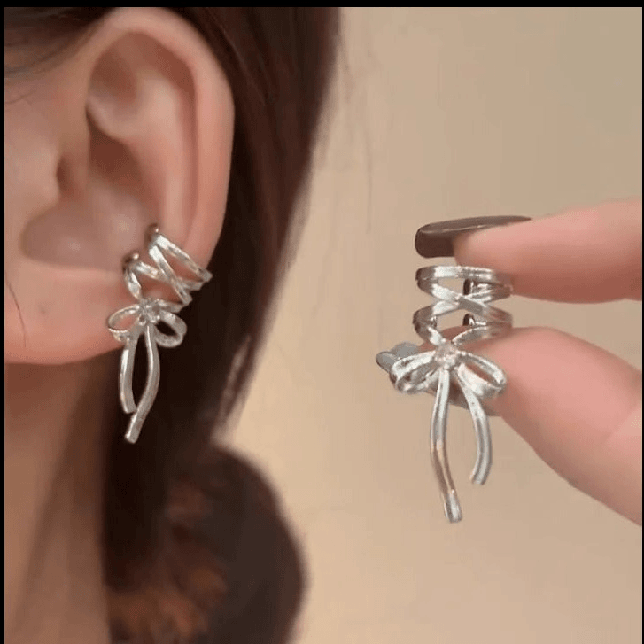 丝带美学|耳骨夹清冷芭蕾风丝带蝴蝶结轻奢耳饰女