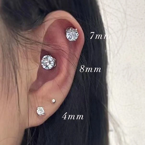 铜合金耳饰 无耳洞超闪耳骨钉女磁吸耳夹吸铁石耳蜗钉超闪个性ins