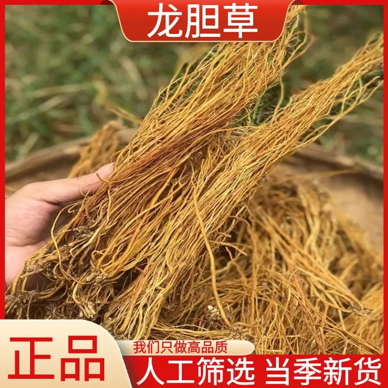 龙胆草野生整颗龙胆草根新货精选龙胆草茶散装50g-500g可搭黄芩
