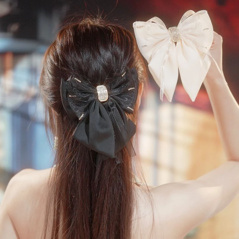 爱的梦 非金属布艺发饰  超仙韩版甜美蝴蝶结飘带一字夹发饰头饰