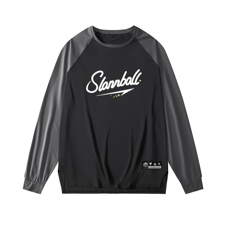 SLAMBLL篮球新款插肩袖撞色速干运动t恤男投篮服长袖宽松
