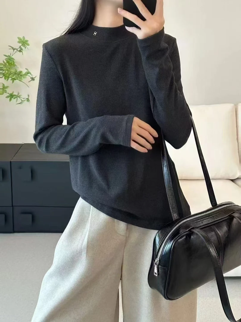 秋冬中领双面德绒打底衫女长袖T恤保暖上衣