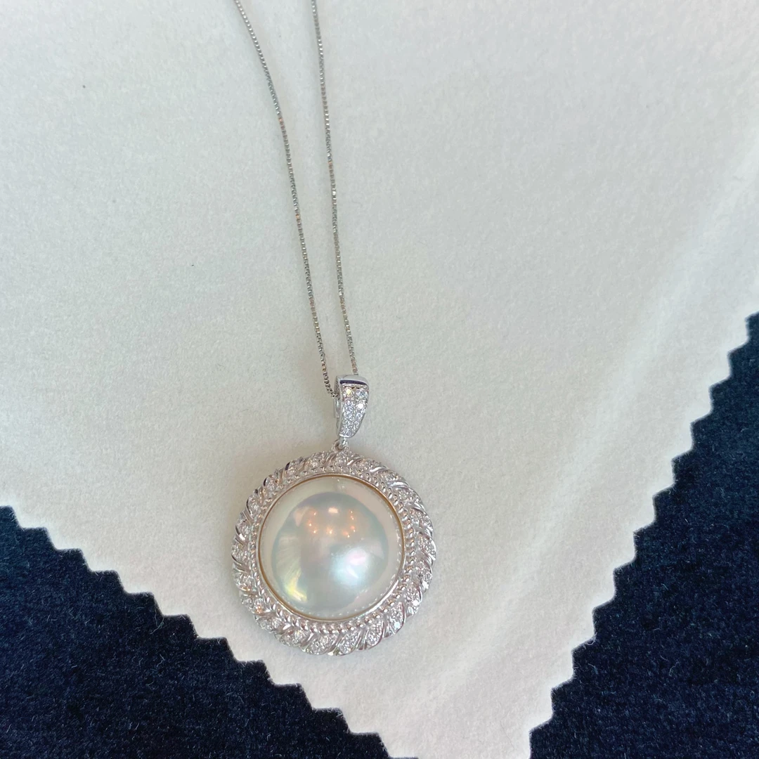 复古奢华时尚马贝吊坠正圆强光气质优雅圆形