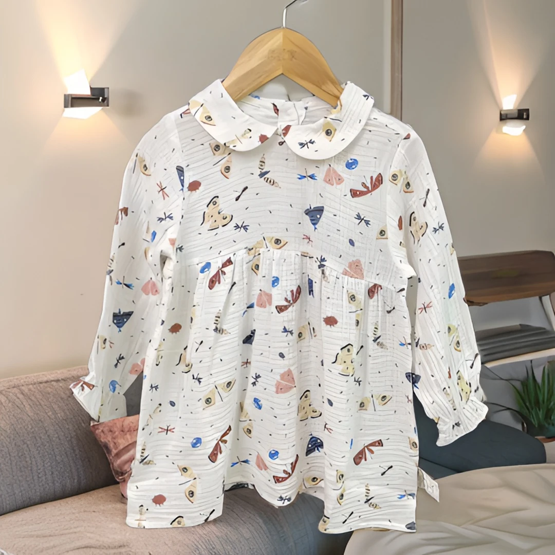 爱麻麻9012064女童全棉连衣裙日韩森系棉麻风童装儿童仙女服新款