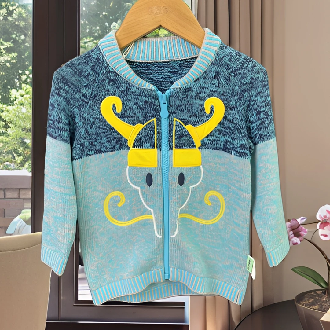 优儿宝贝1011301针织毛衣开衫男童全棉百搭潮酷痞帅童装潮牌服装