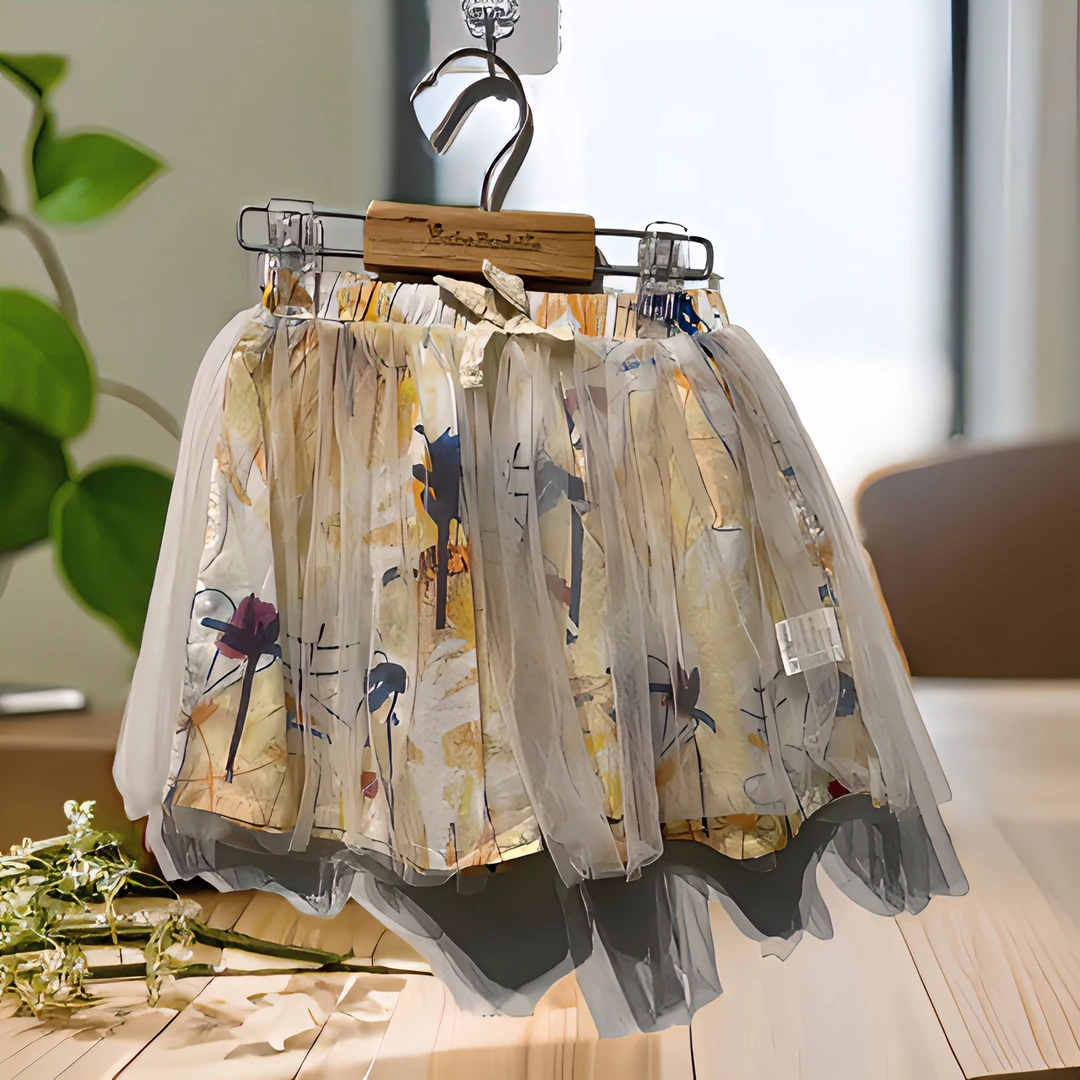 哎麻麻高品质9022975儿童女童短裙时尚百搭夏季半裙百褶碎花洋气