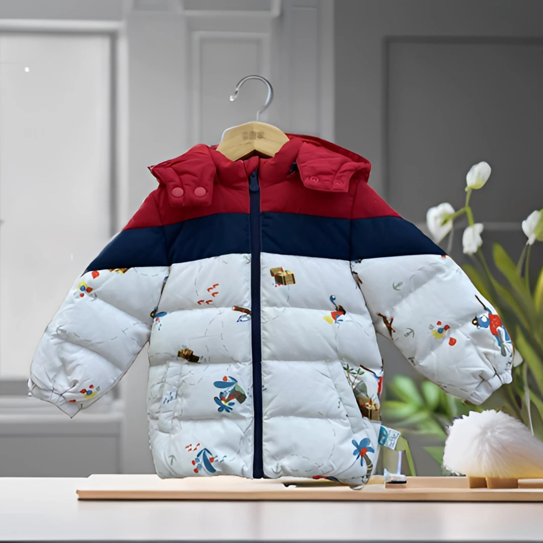 优儿宝贝1941705男女宝中长款羽绒服微瑕介意慎拍红色轻微染色