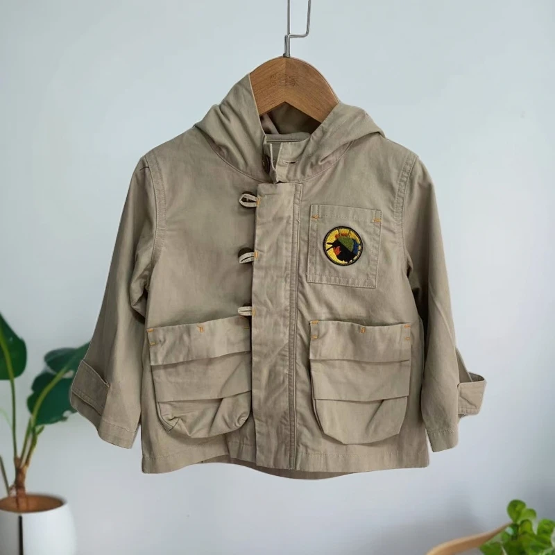 哎麻麻高品质9011571韩版梭织全棉连帽外套时尚百搭潮酷痞帅童装