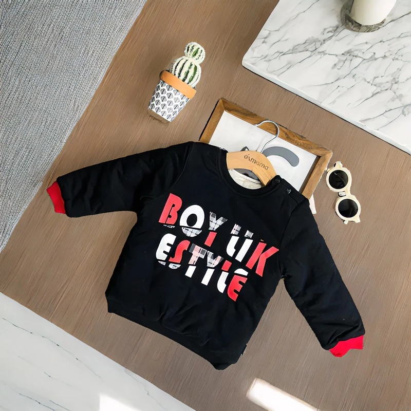 【优儿宝贝】男女童时尚百搭针织双层内衬夹棉加厚卫衣1941115