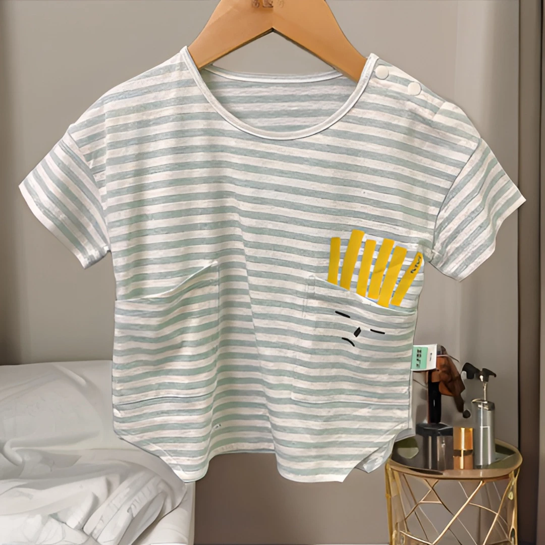 哎嘛嘛9021113上衣男童夏季条纹韩版时尚潮流全棉百搭舒适透气