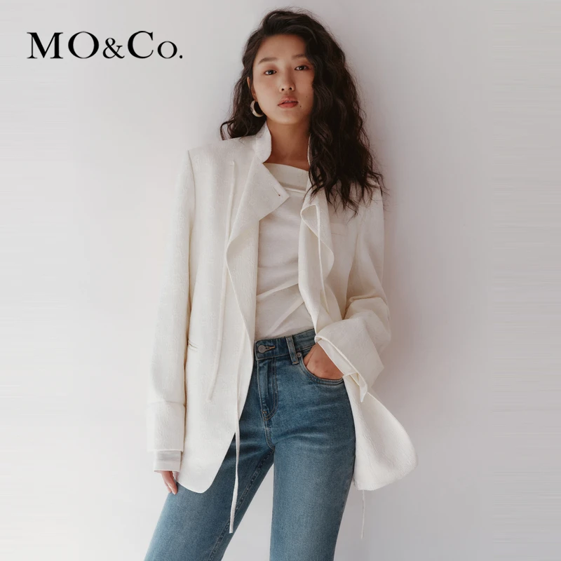 新中式MOCO春波浪肌理植物提花西装外套MBD1BLA013