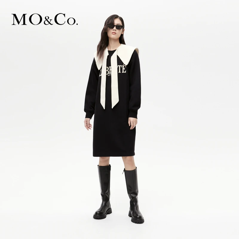 MOCO冬季宽松廓形连衣裙配海军领MBB4DRST08
