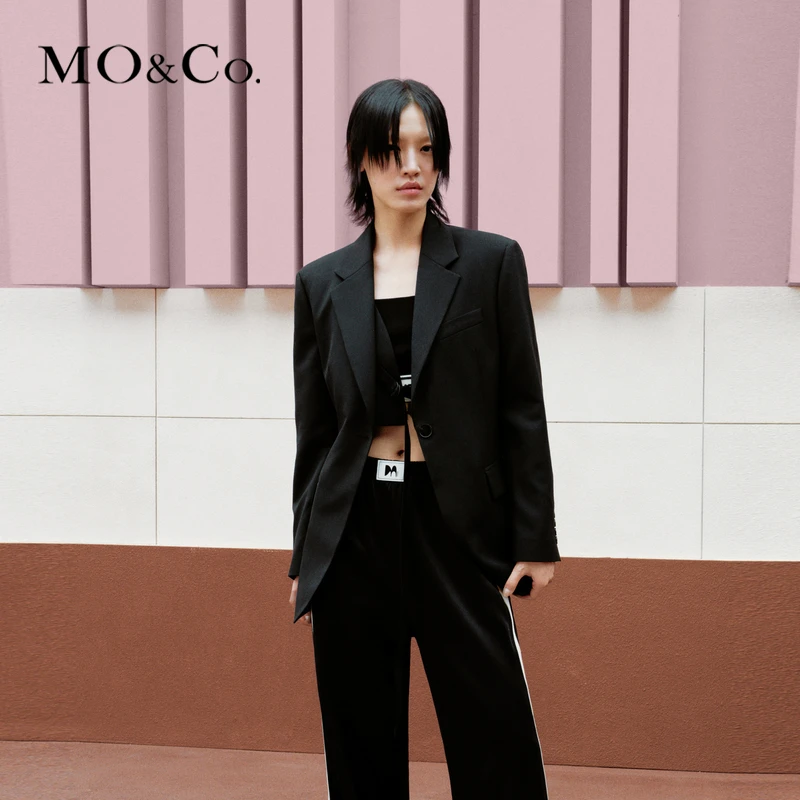 MOCO绵羊毛内绑带宽肩廓形西装外套轻职场MBC3BLAT01