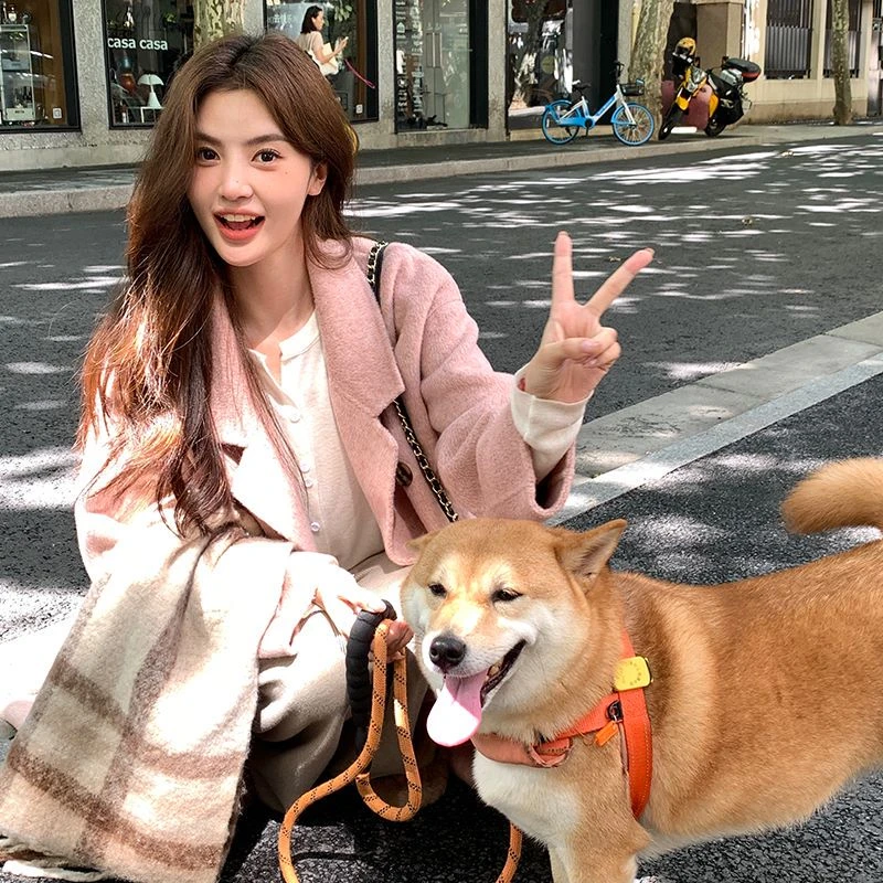 裙瑶街头韩版百搭加厚秋冬毛呢外套女保暖慵懒时尚毛绒