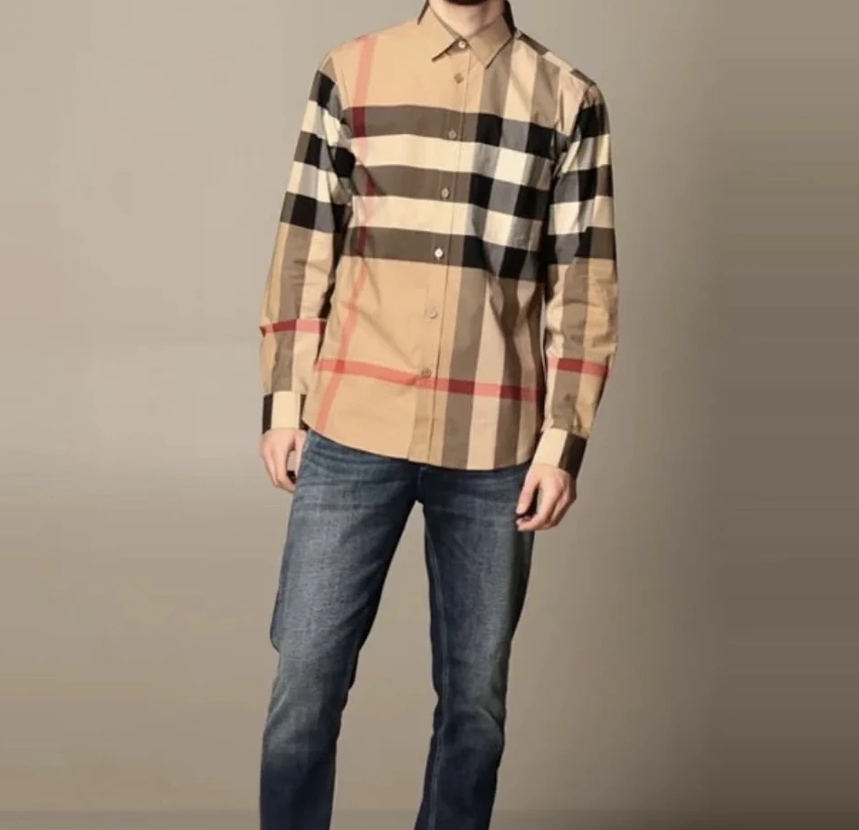 99新 Burberry 博柏利 经典格纹 长袖衬衫 S码 公价6.3k jn146