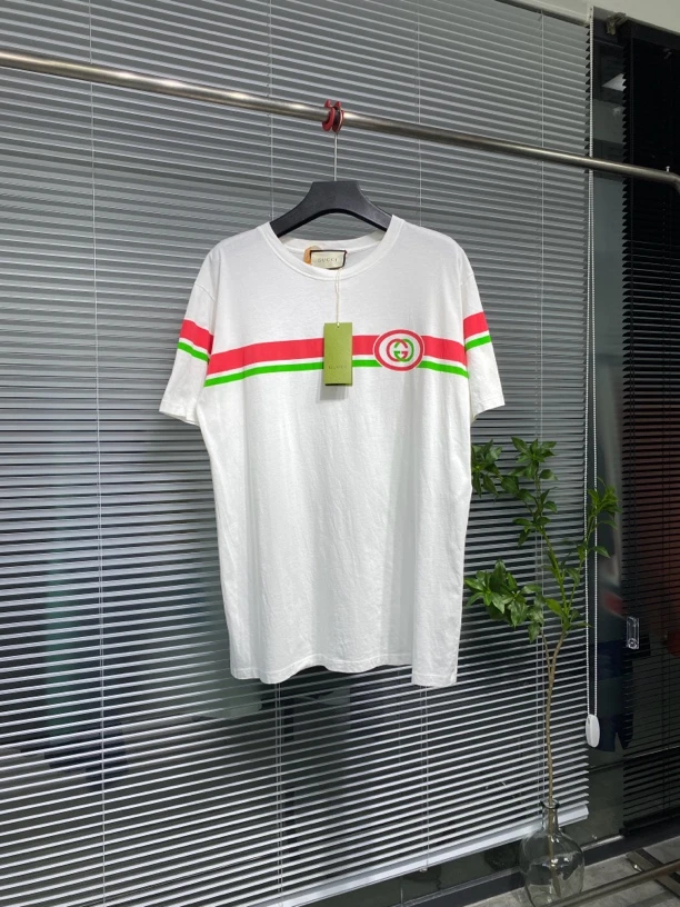 全新未使用 Gucci 古驰 短袖T恤 双G红绿条纹印花 M码 ko1229