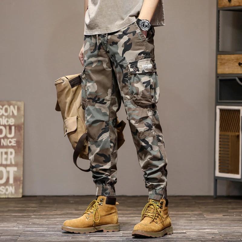 夏季薄款迷彩工装裤男款高档束脚高端男士男裤子大码休闲裤户外