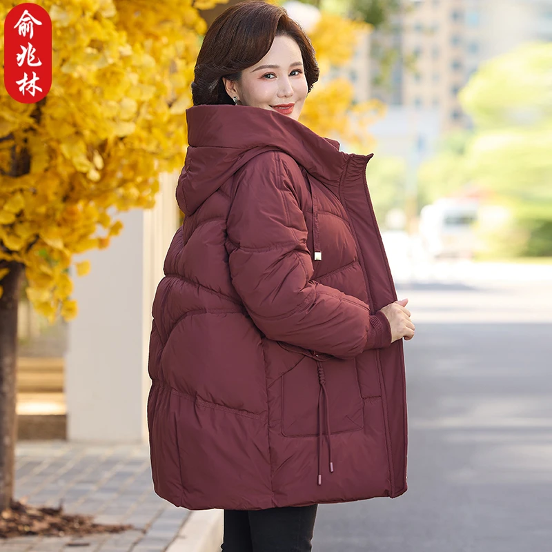 俞兆林妈妈羽绒棉服冬装加厚棉袄洋气中老年女冬季外套中长款棉衣