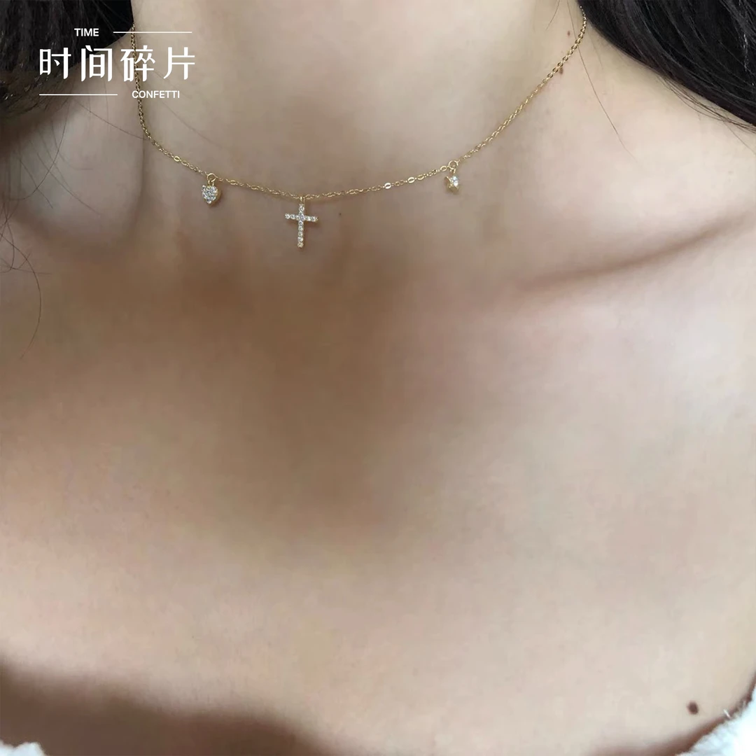 坠链均925银 【孙二娘】轻奢小众设计感高级十字架爱心项链TC 5337