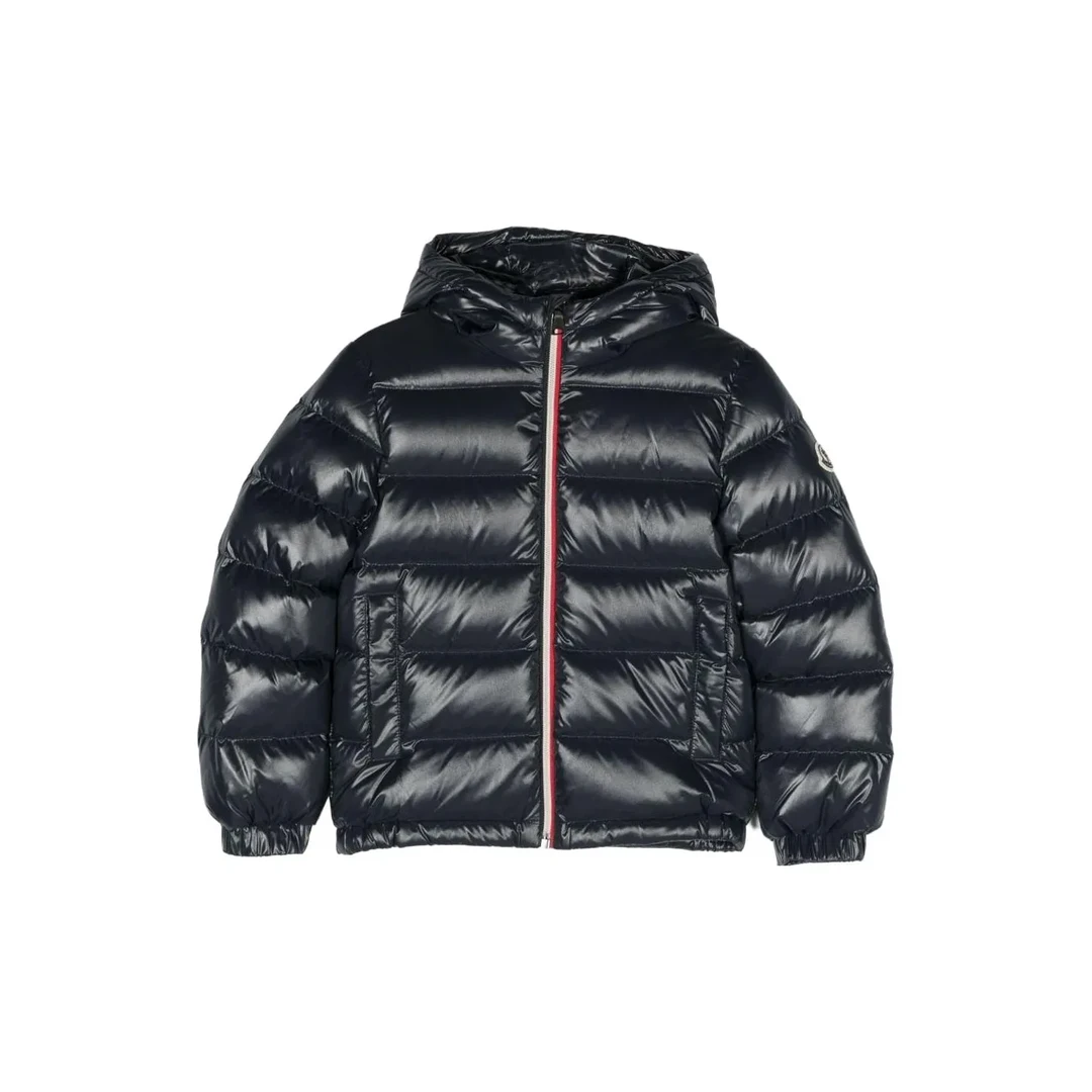 奢邦/Moncler盟可睐 撞色拉链连帽羽绒服 海军蓝色儿童款