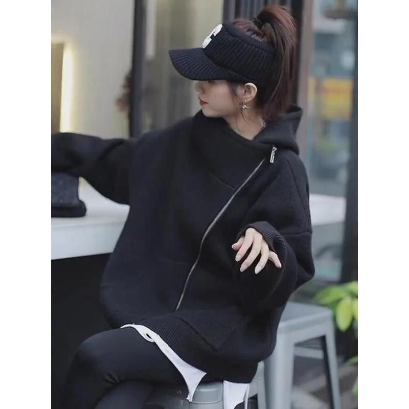 卫衣2024新款女连帽休闲设计感春秋季开衫外套显瘦小众加厚宽松
