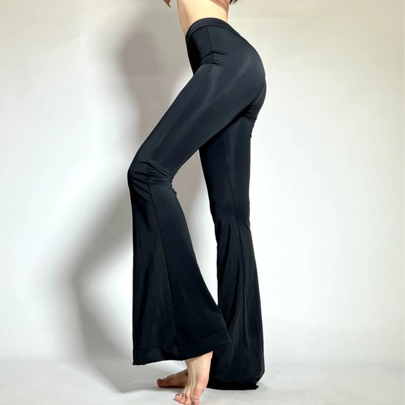 【DB QUEEN原创】MANDALA设计黑色冰丝修身垂感复古休闲喇叭裤