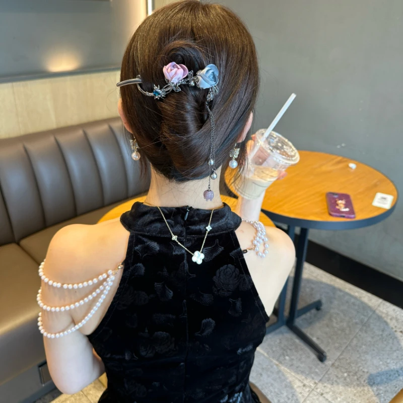 彬妮奢立体玫瑰花扭扭夹气质优雅时尚百搭轻奢发卡精致发夹抓夹