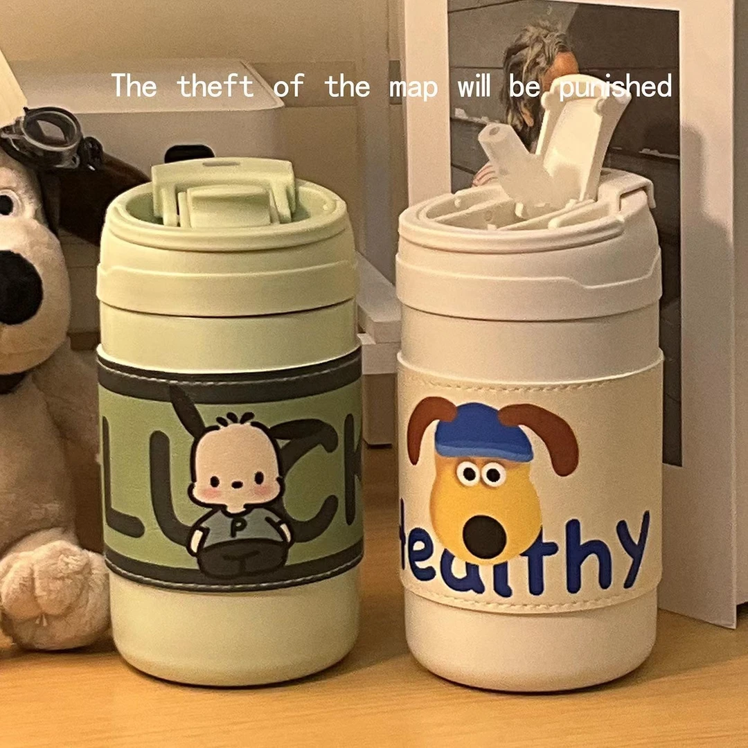 双饮水杯女生保温杯不锈钢大容量高颜值可爱带吸管便携男保温杯子